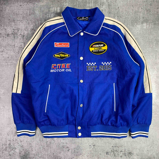 The Couture Club Motorsport Badged Pit Blue Jacket - M