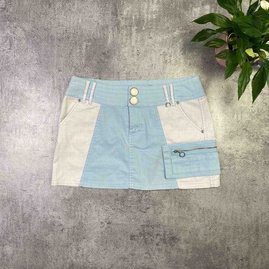 Y2K Vintage Blue Cargo Mini Skirt - M/L