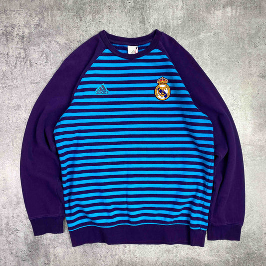 Adidas Real Madrid Purple-Blue Striped Sweater - M