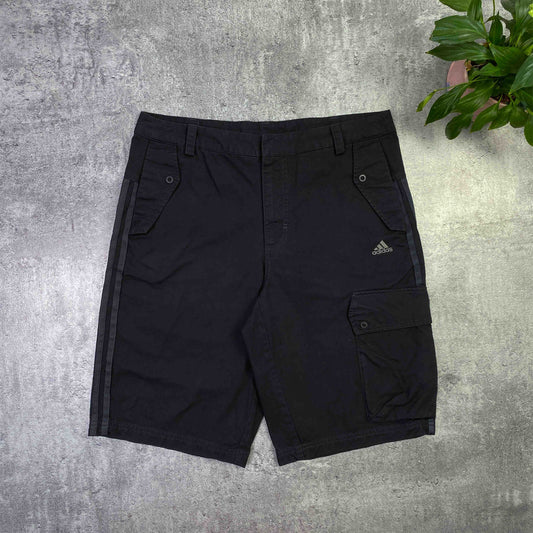 Adidas black retro wide shorts - M