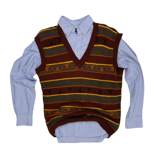 Striped Wool Vest Hippie S/M