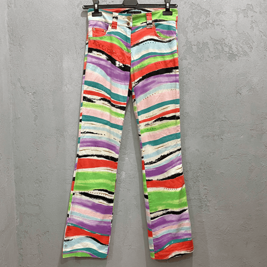 Roccobarocco y2k deadstock multicolor zebra pants - S