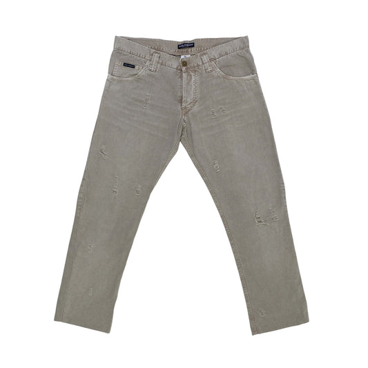 Dolce and Gabbana Vintage Distressed Beige Jeans 50