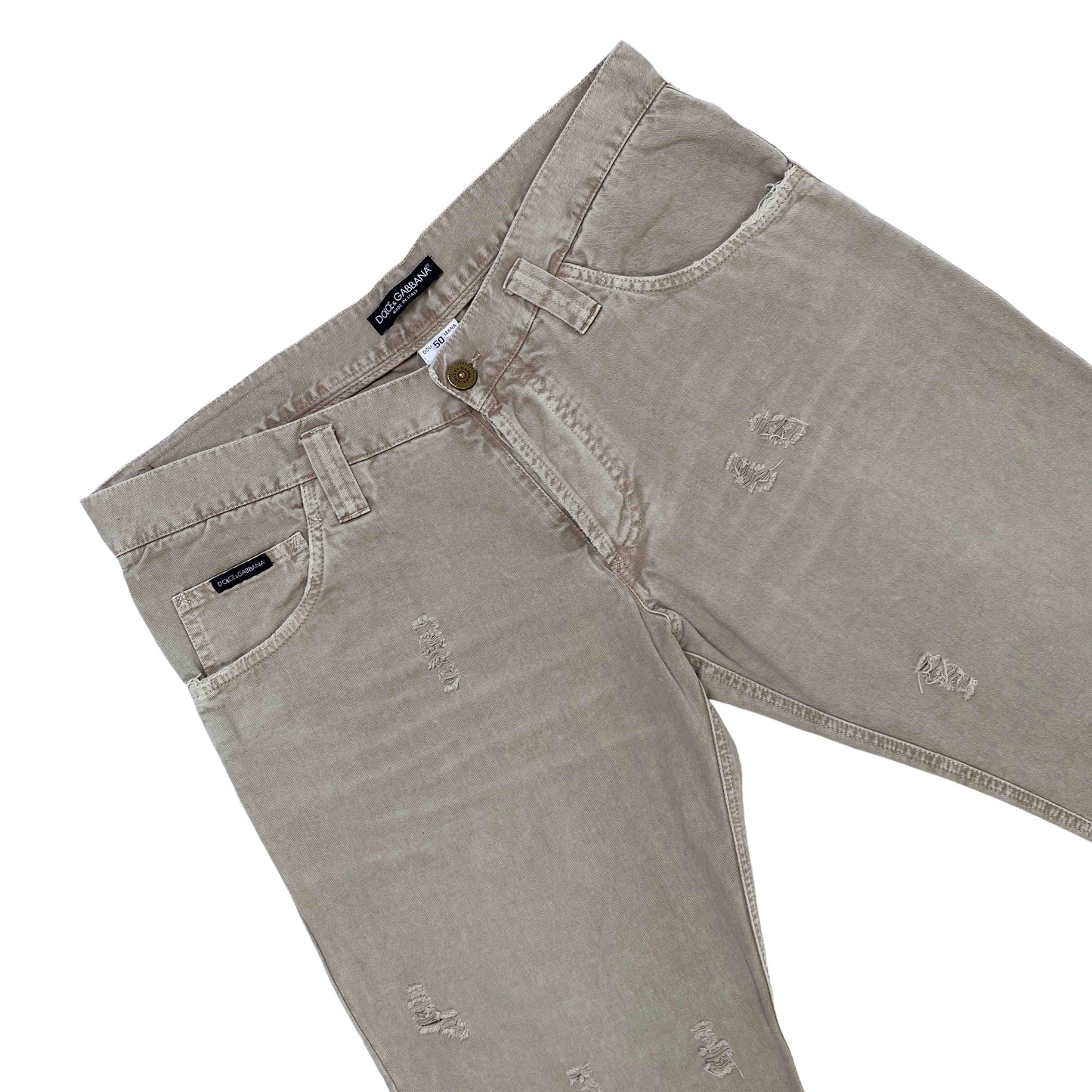 Dolce&amp;Gabbana Vintage Distressed Beige Jeans 50