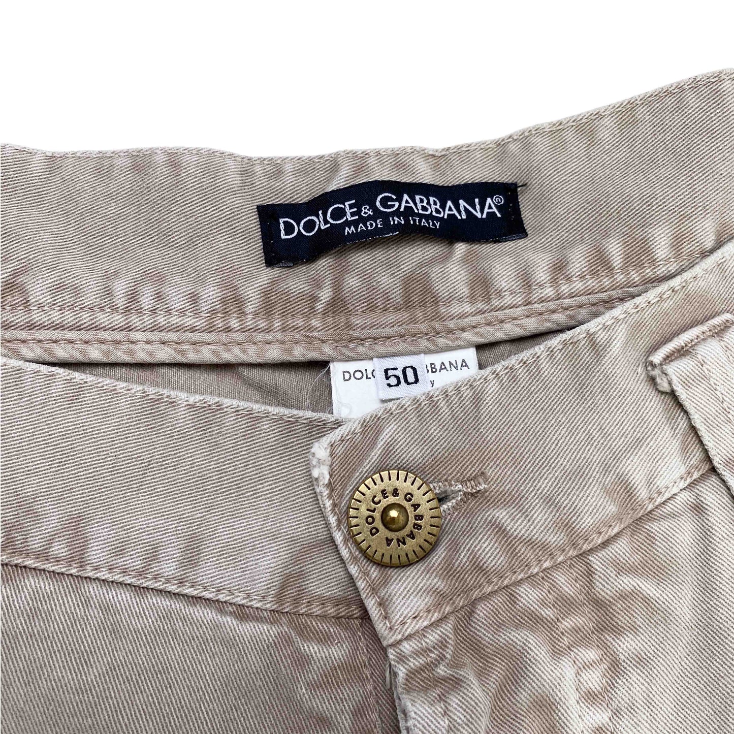 Dolce&amp;Gabbana Vintage Distressed Beige Jeans 50