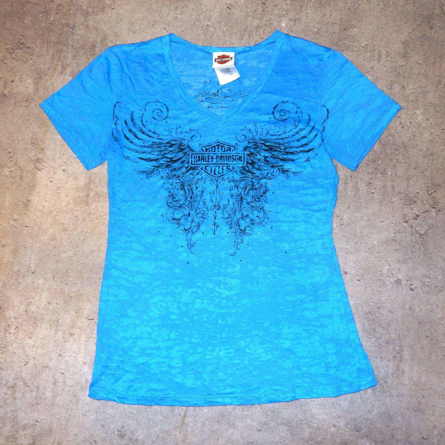 Harley Davidson blue v-neck t-shirt - L