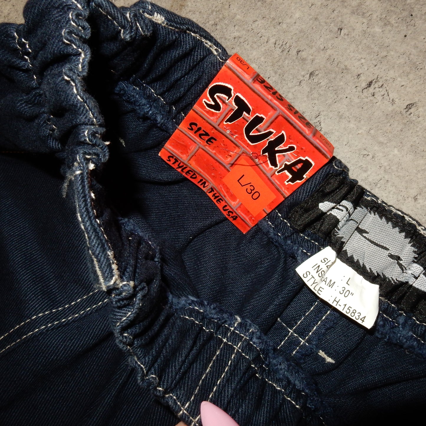 Stuka rap baggy y2k vintage navy pants - L