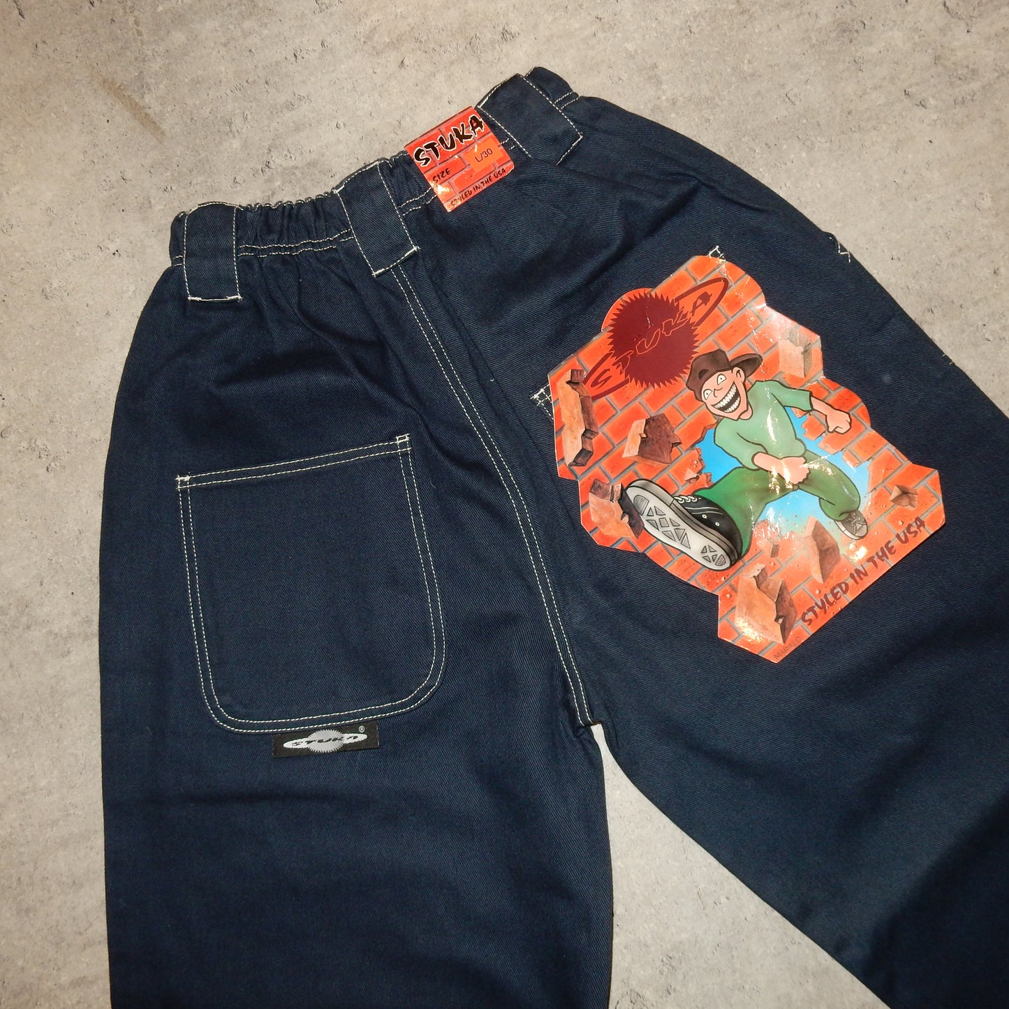 Stuka rap baggy y2k vintage navy pants - L