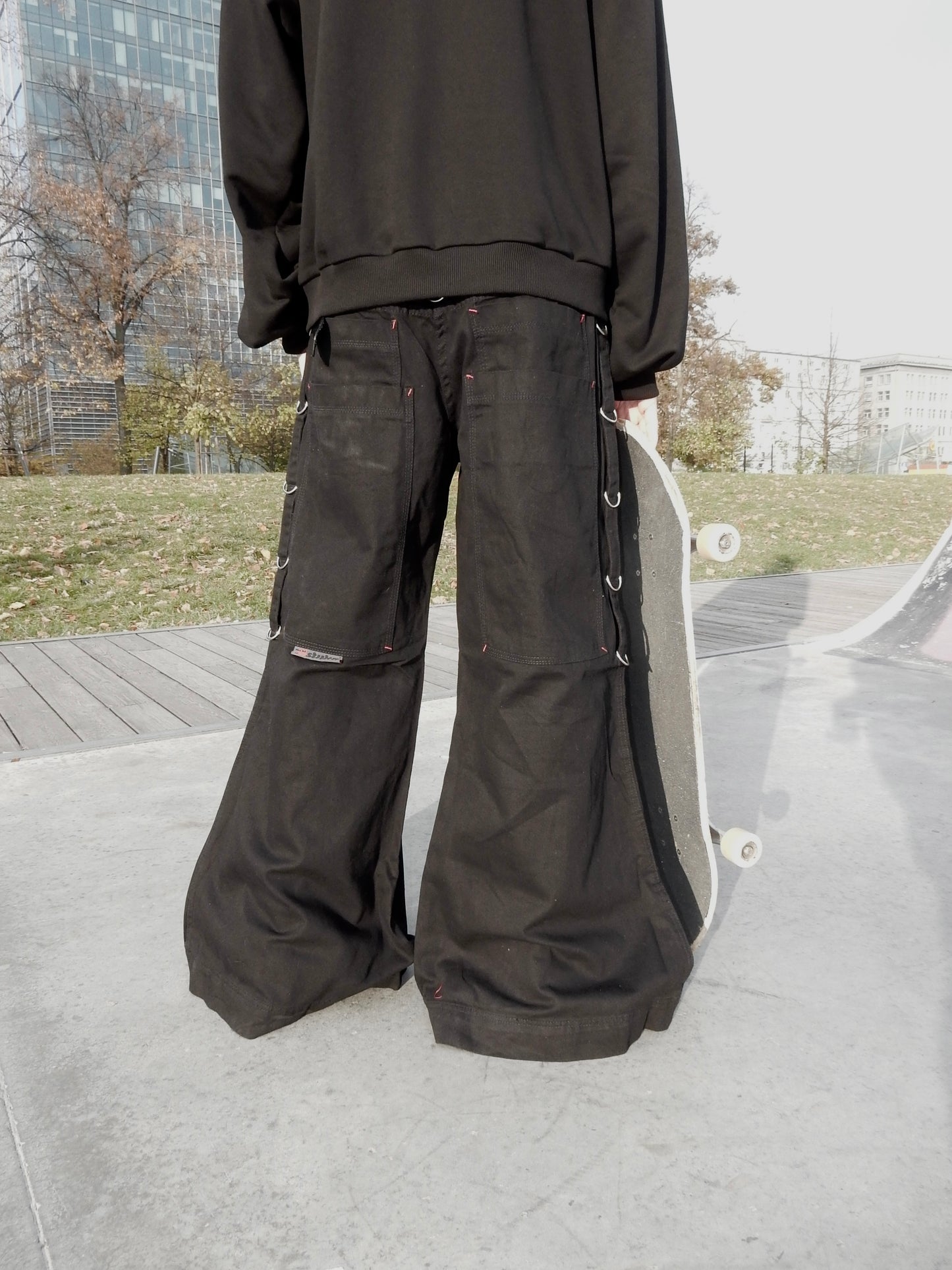 Stuka piercing black baggy jeans swag y2k rap - 34