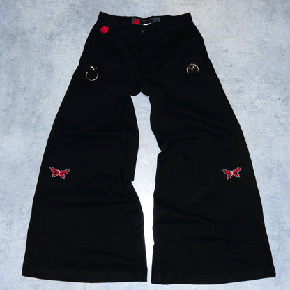 Stuka butterfly black baggy jeans y2k swag rap - 30