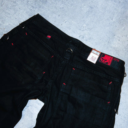 Stuka piercing black baggy jeans swag y2k rap - 34