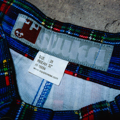 Stuka corduroy blue checked pants rap swag y2k - 28