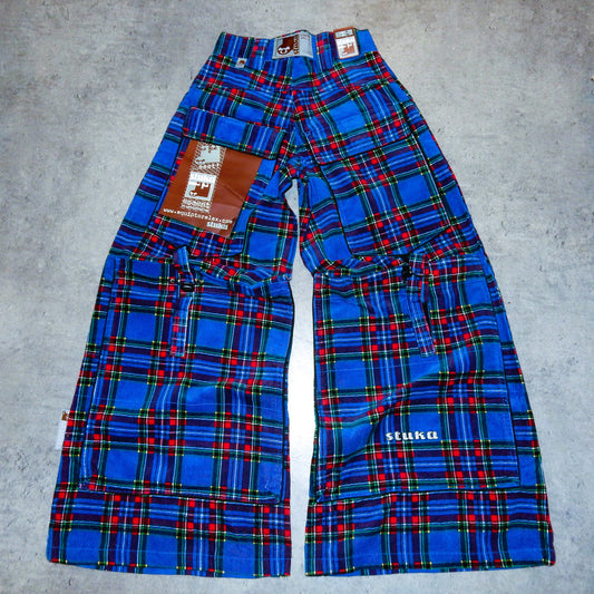 Stuka corduroy blue checked pants rap swag y2k - 28