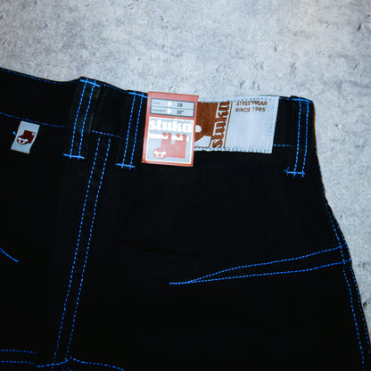 Stuka black baggy jeans blue stitching swag y2k rap - 26