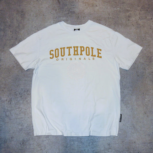 Southpole cream spell out t-shirt - L