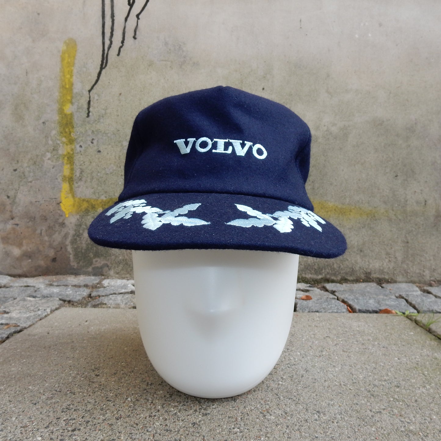 Volvo vintage wool navy cap hat