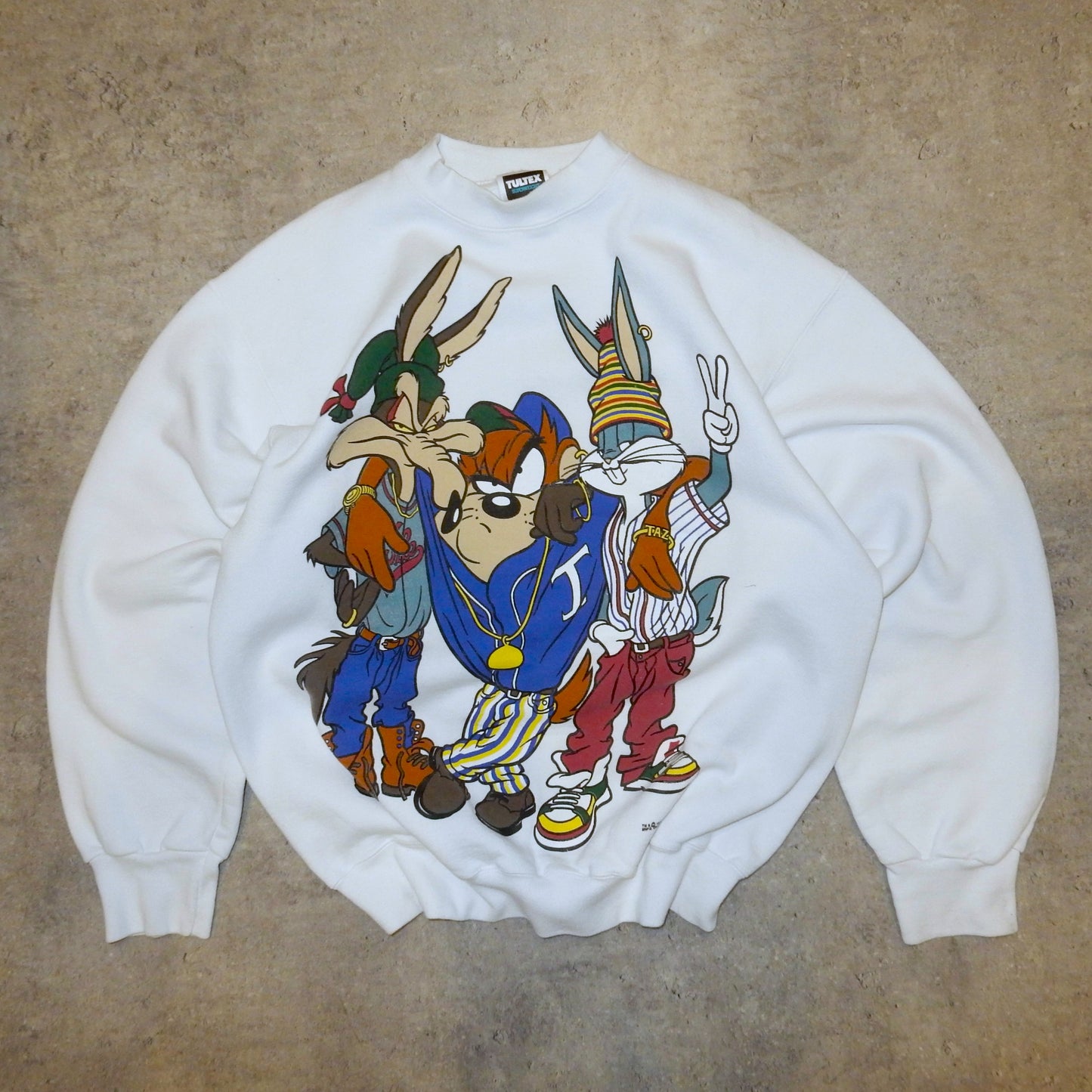 Looney Tunes Tultex 1993 vintage white crazy sweatshirt - L