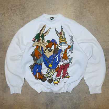 Looney Tunes Tultex 1993 vintage white crazy sweatshirt - L