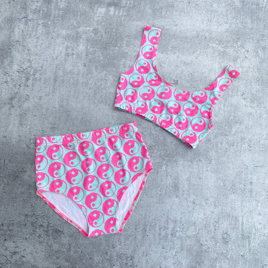 Ying Yang pink two piece swimsiut - S