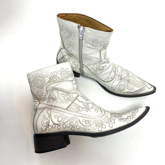 White leather short cowbow boots - 38