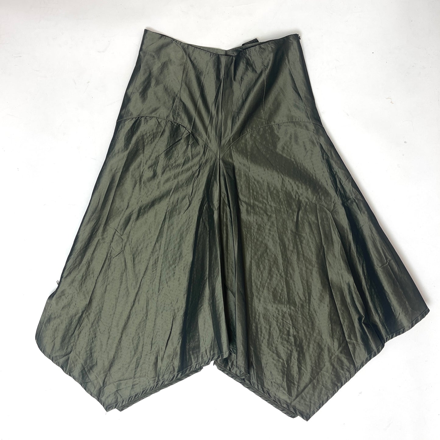 Rinascimento y2k deadstock assymetrical green midi skirt - M