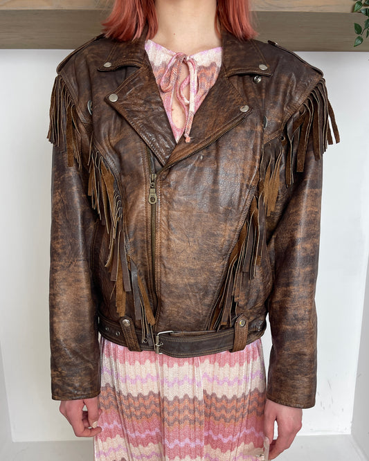 Cowboy brown leather jacket - M