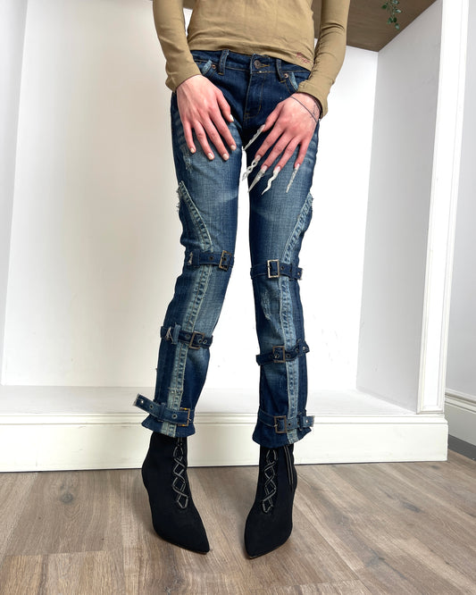 y2k deadstock metal detailed jeans capris - 28/38