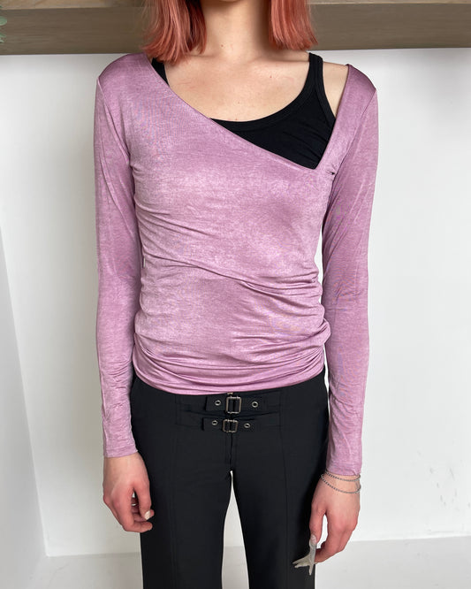 Enzo Deadstock Violet Assymetrical Top - S