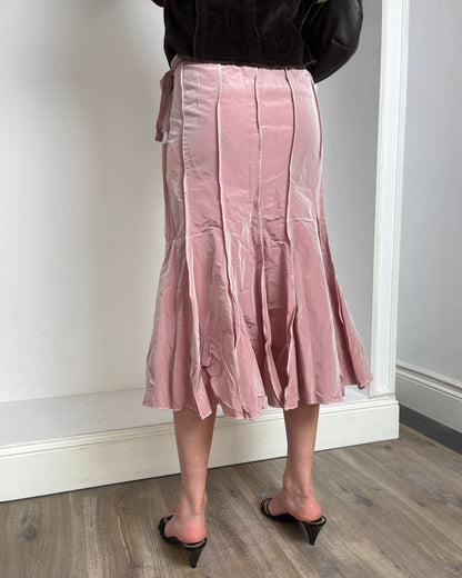 Rinascimento pink taffeta assymetrical midi skirt - S/M