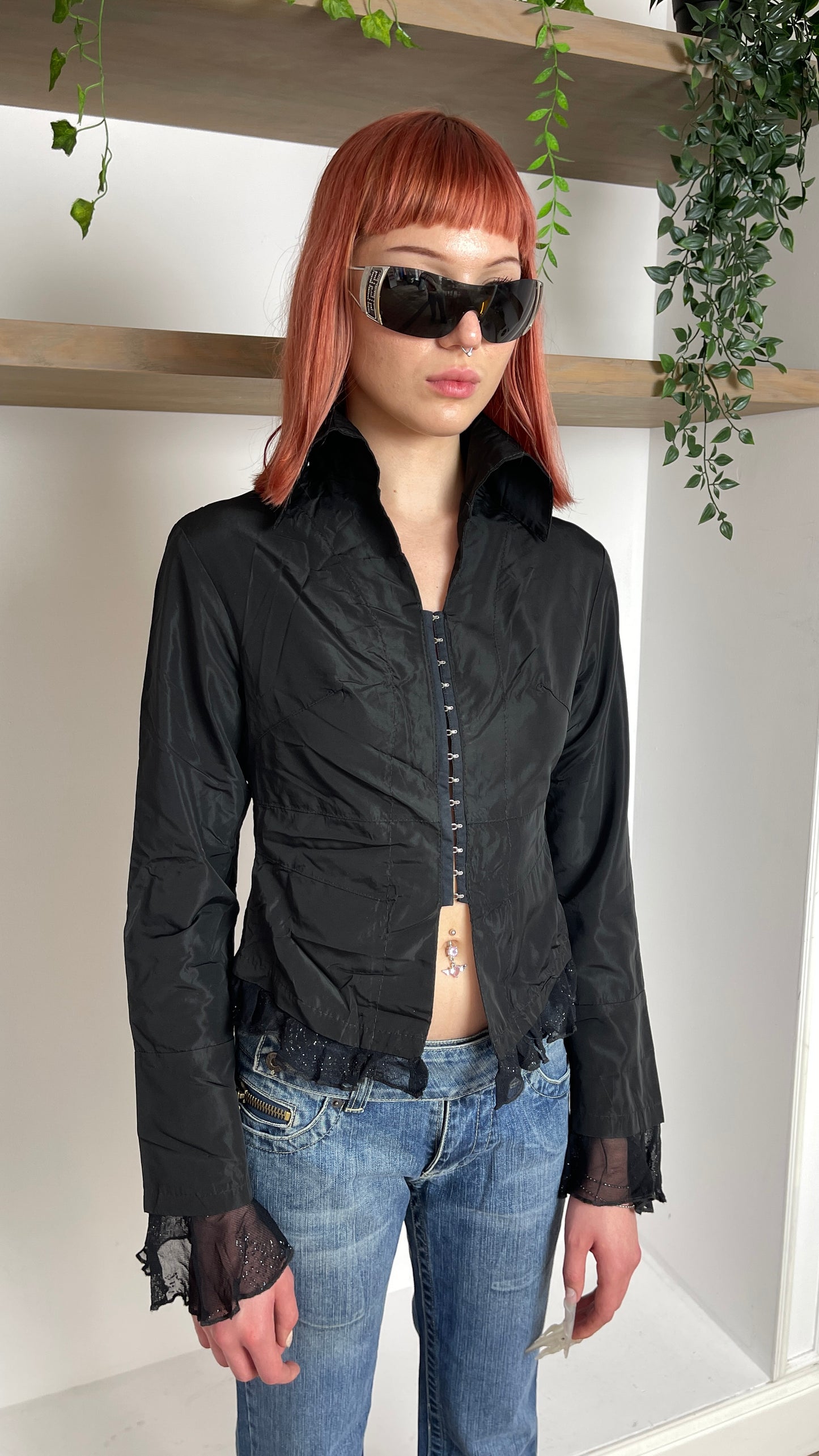 Lolita black lace shirt - S