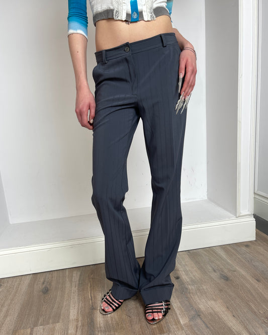Enzo office grey striped low waist pants - S