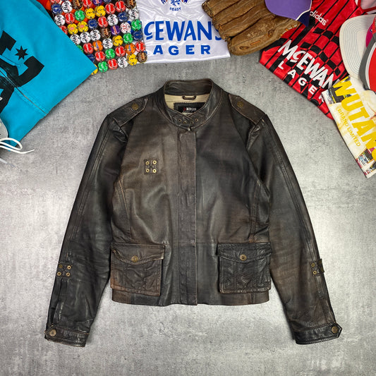 Morgan de Toi Brown Y2K Washed Leather Jacket - M