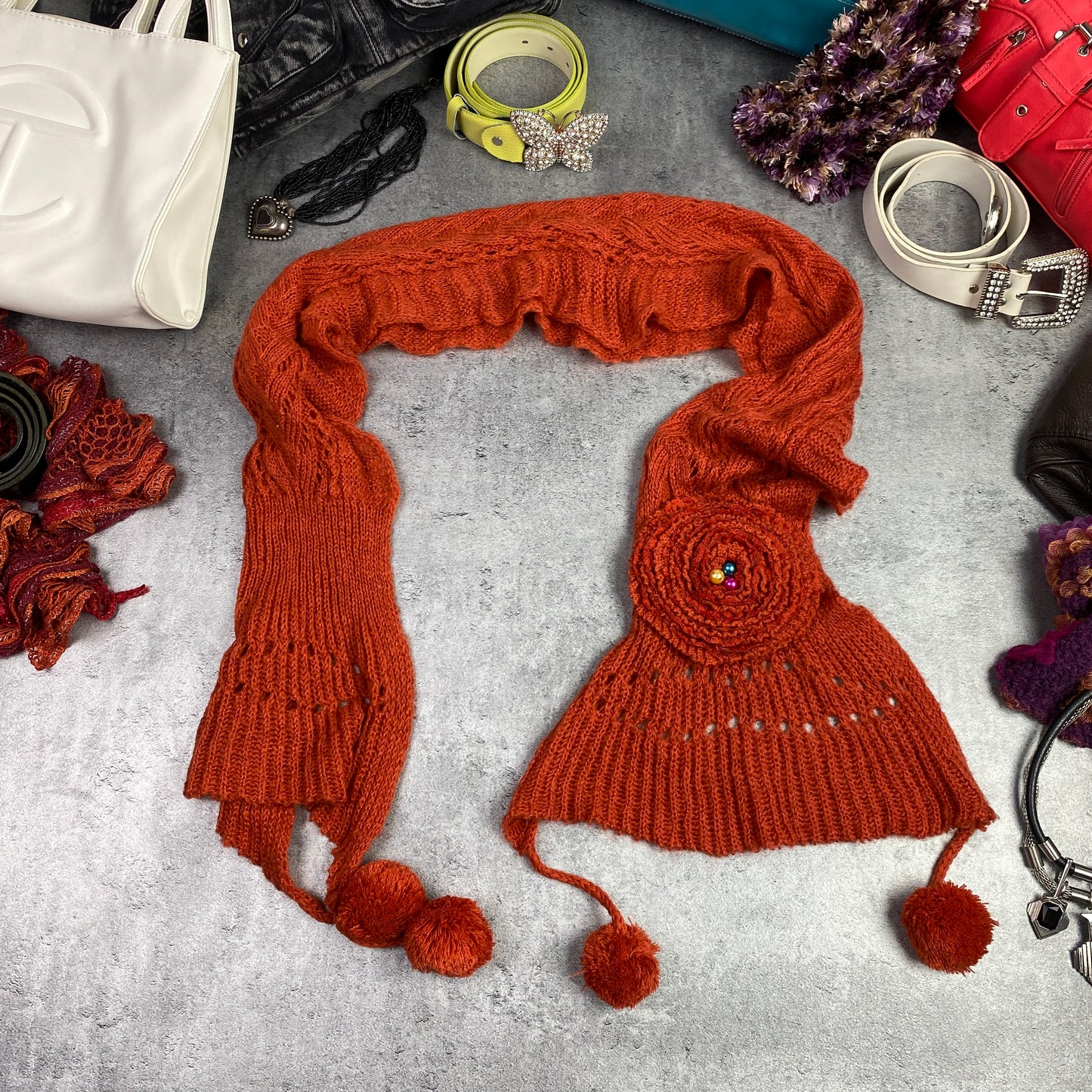 Orange Chunky Knitted Scarf