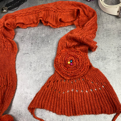 Orange Chunky Knitted Scarf