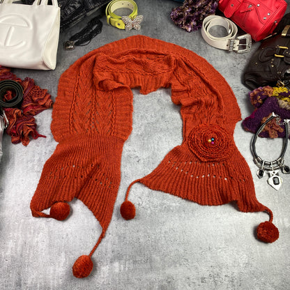 Orange Chunky Knitted Scarf