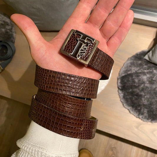Trussardi brown leather belt - 110 cm