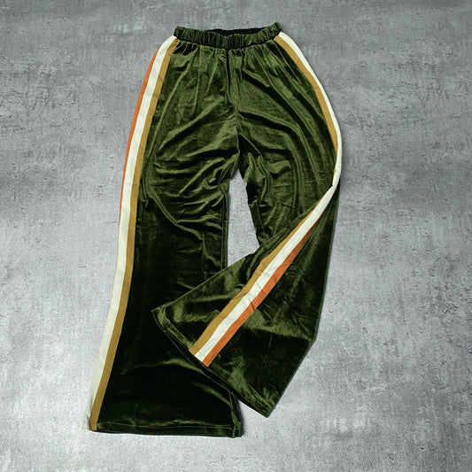 Y-Two Deadstock Olive Velour Loose Jogger Pants - S/M
