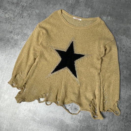 Y2k Deadstock Distressed Mohair Star sweater - M/L