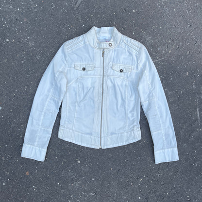 Keyo y2k deadstock white cotton biker jacket - S