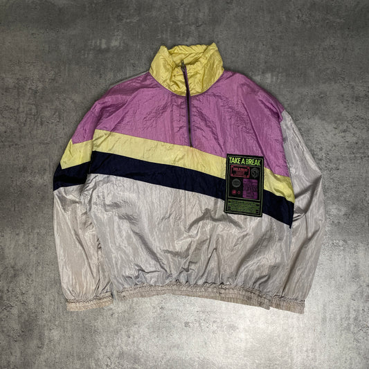 Vintage 80s track jacket grey purple - M