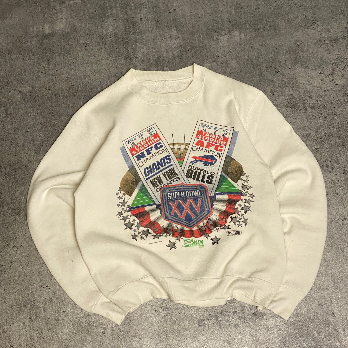 Salem Sportswear Super bowl 1990 crewneck white rare item - S