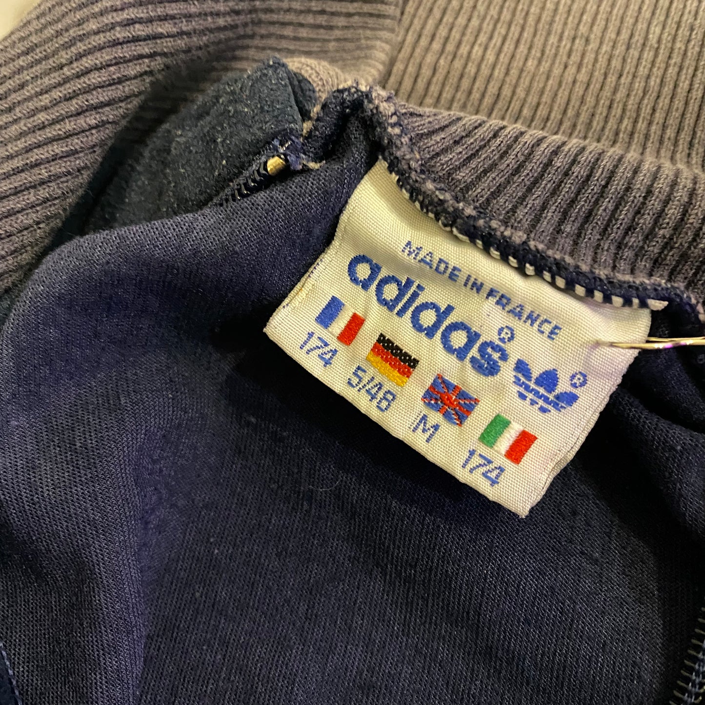 Adidas 80's velvet navy track jacket - M