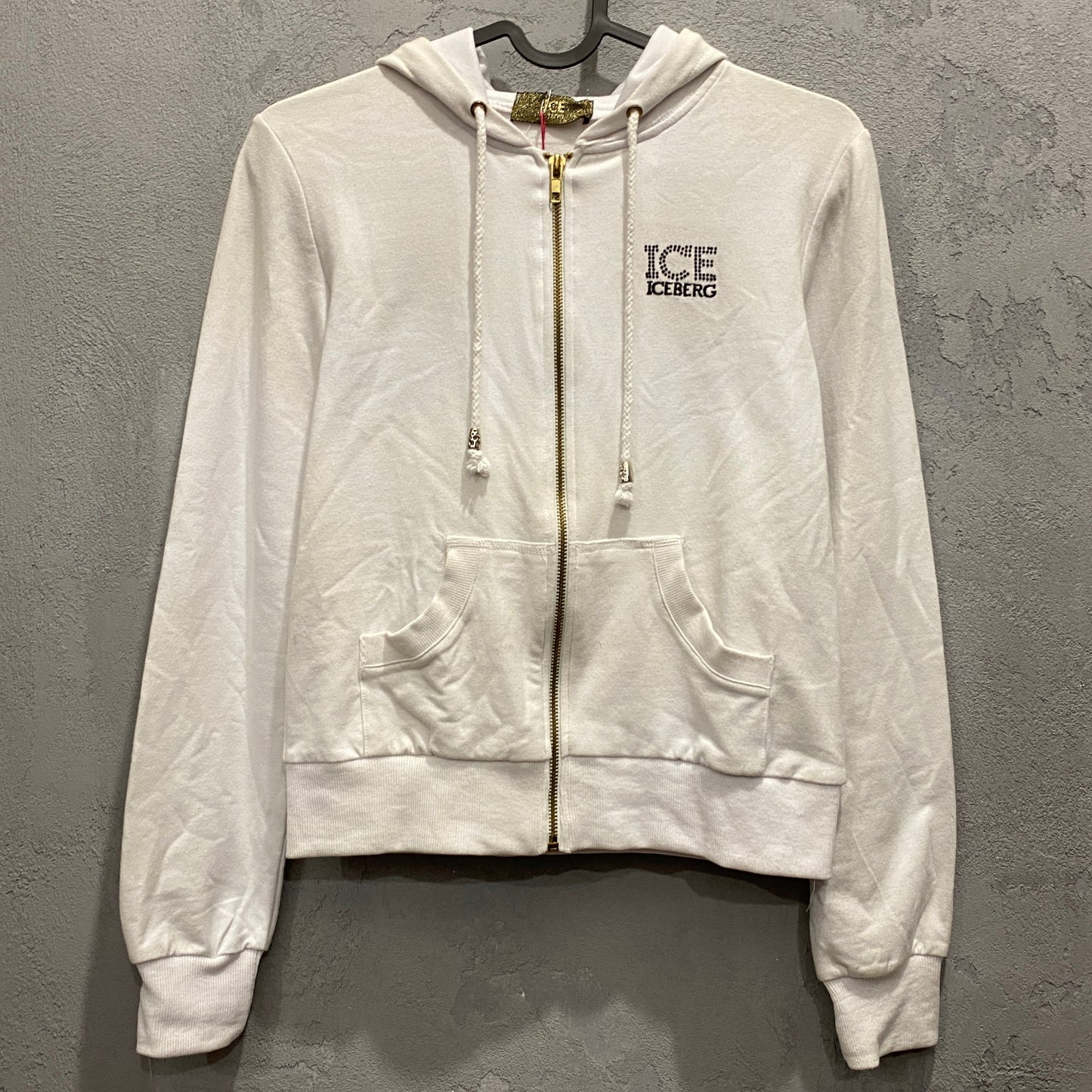 Ice Iceberg late 2000's white doubleprint zip-up hoodie - S