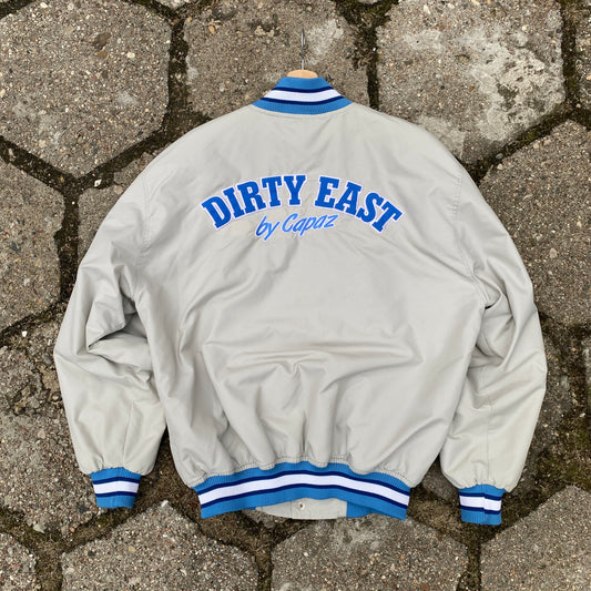 Dirty East by Capaz grey varsity skater bomber - L