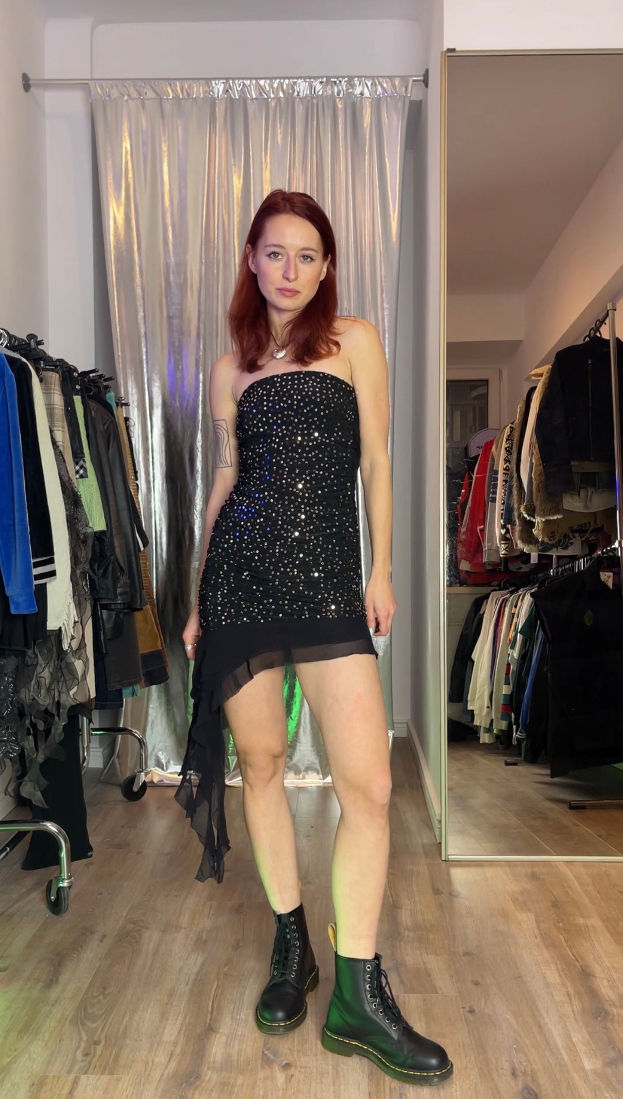 Enzo deadstock black sequin dress - S/M