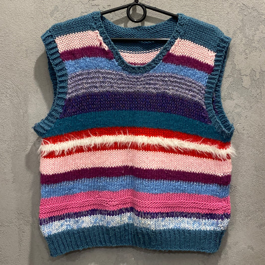 Y2K vintage chunky stripped knitted vest - M/L