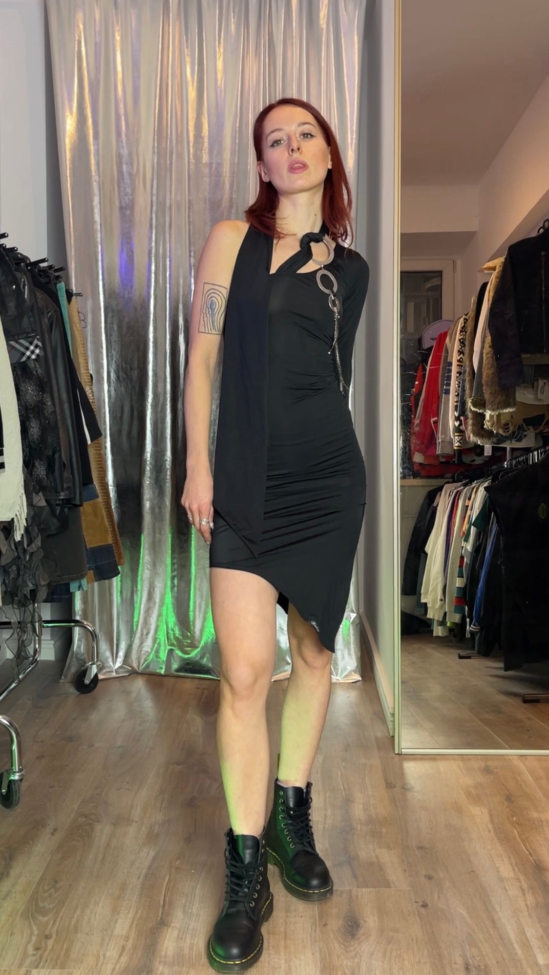 Feeling Y2K Deadstock Asymmetrical Black Dress - S/M