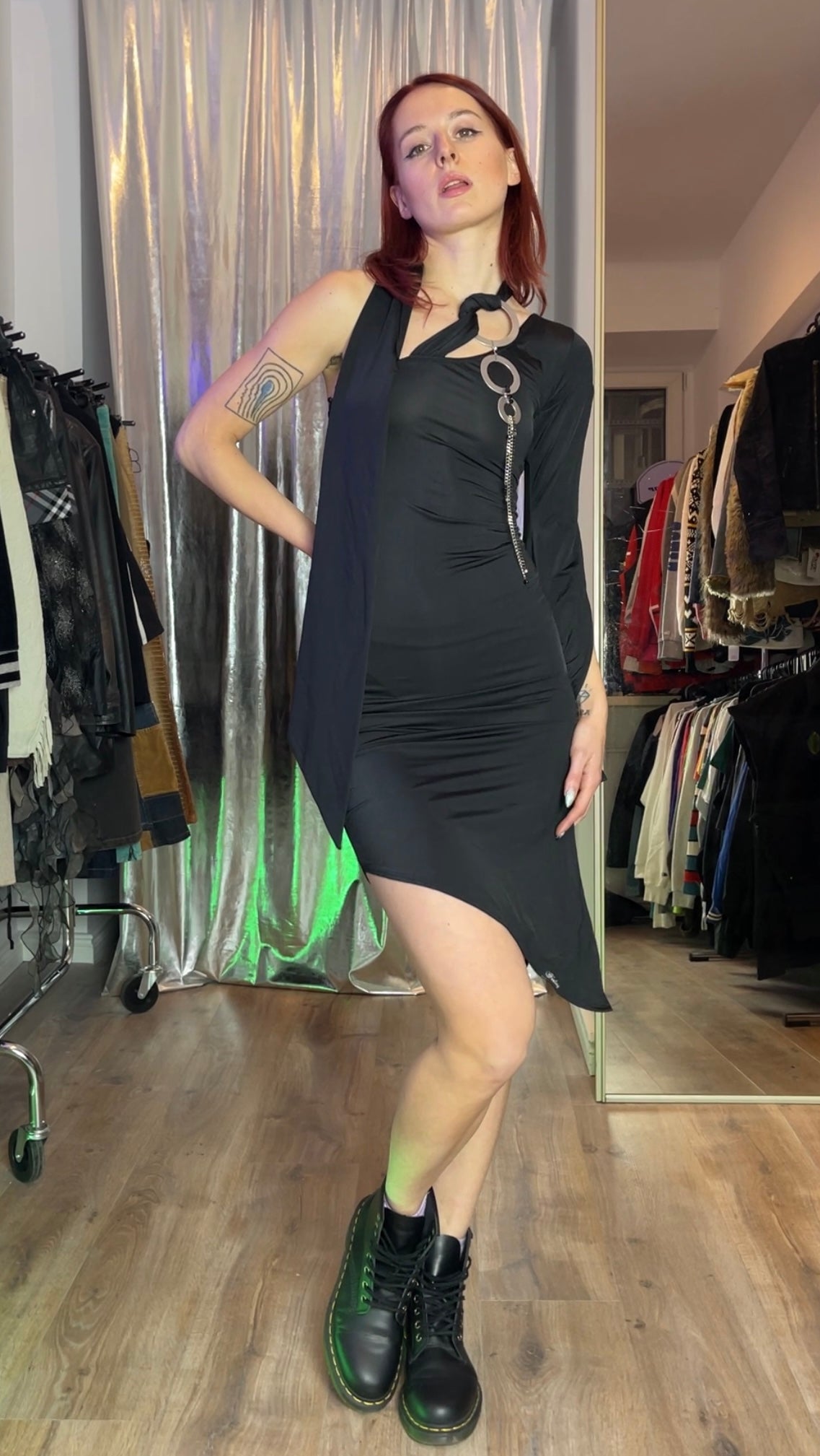 Feeling Y2K Deadstock Asymmetrical Black Dress - S/M