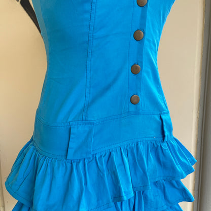 Rinascimento - Blue Ruffle Button-Down Dress - S