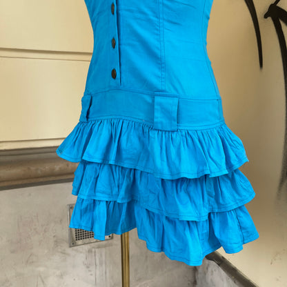 Rinascimento - Blue Ruffle Button-Down Dress - S